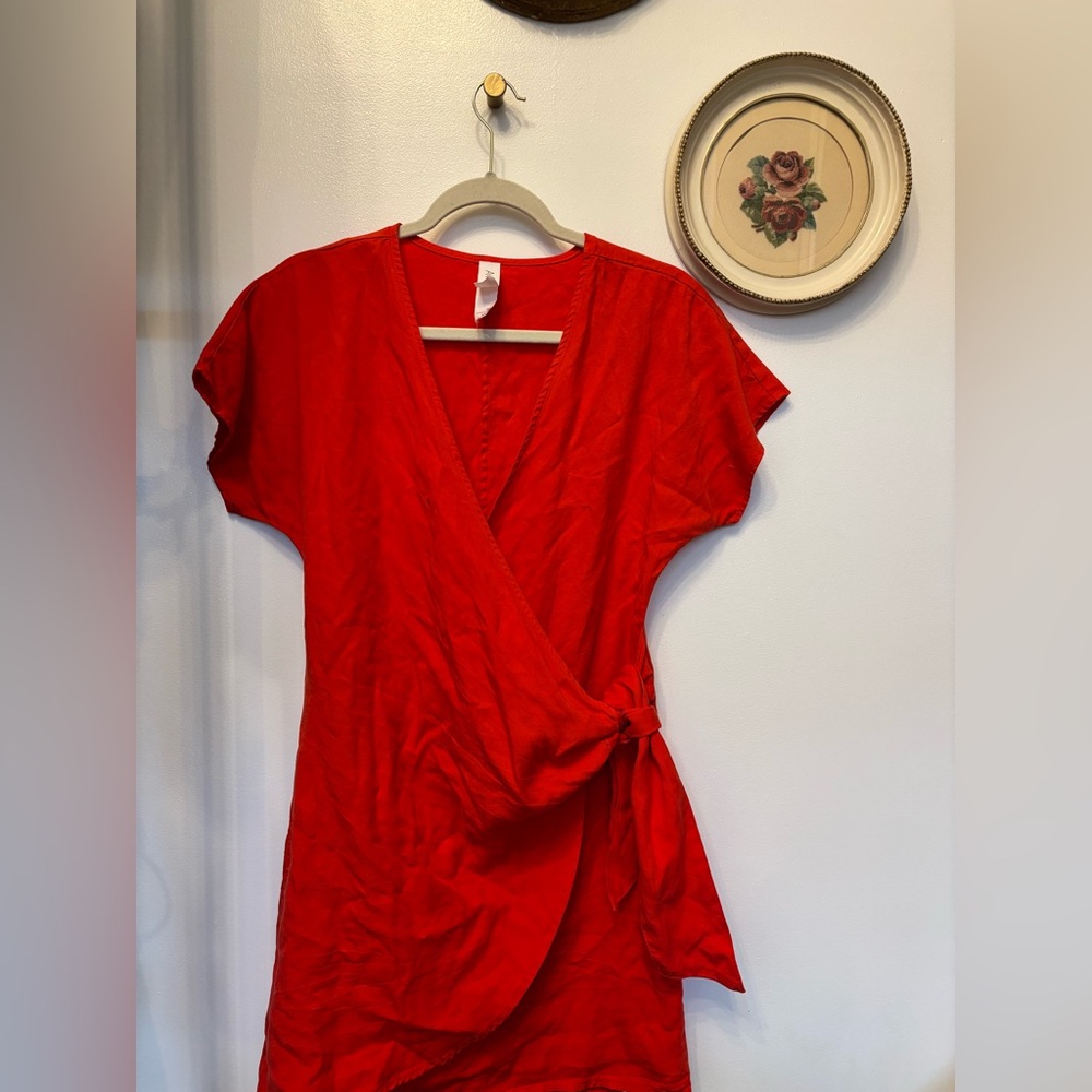 Red wrap dress